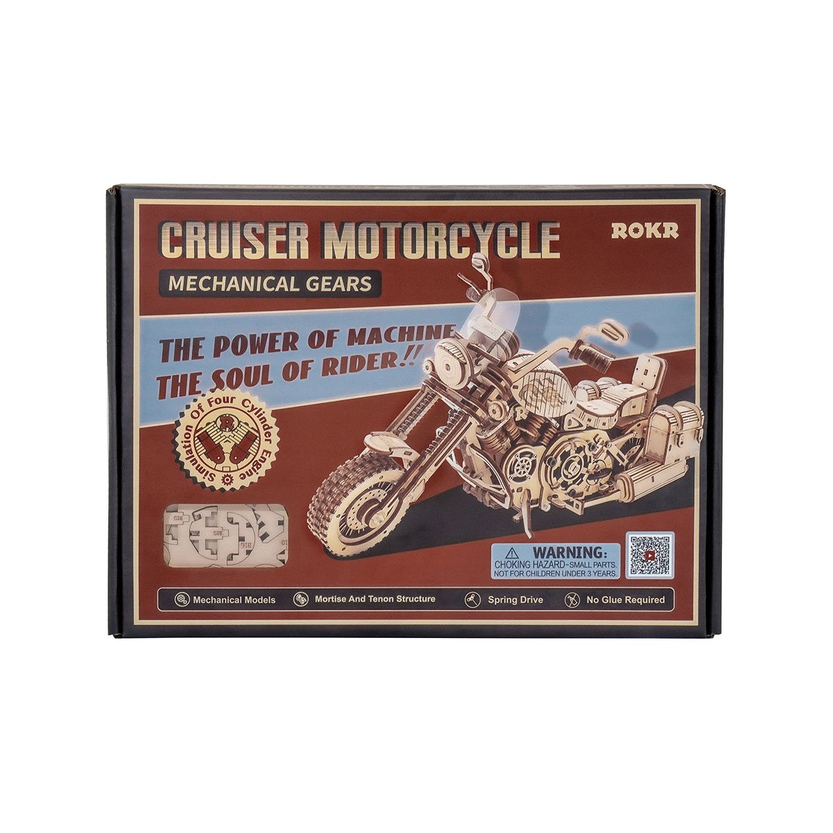 ROKR Cruiser Motorcycle LK504 package box with completed motorcycle model