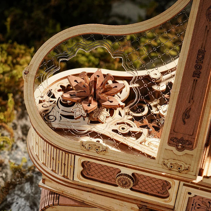 ROKR Magic Piano AMK81 close-up of decorative lid and inner pattern