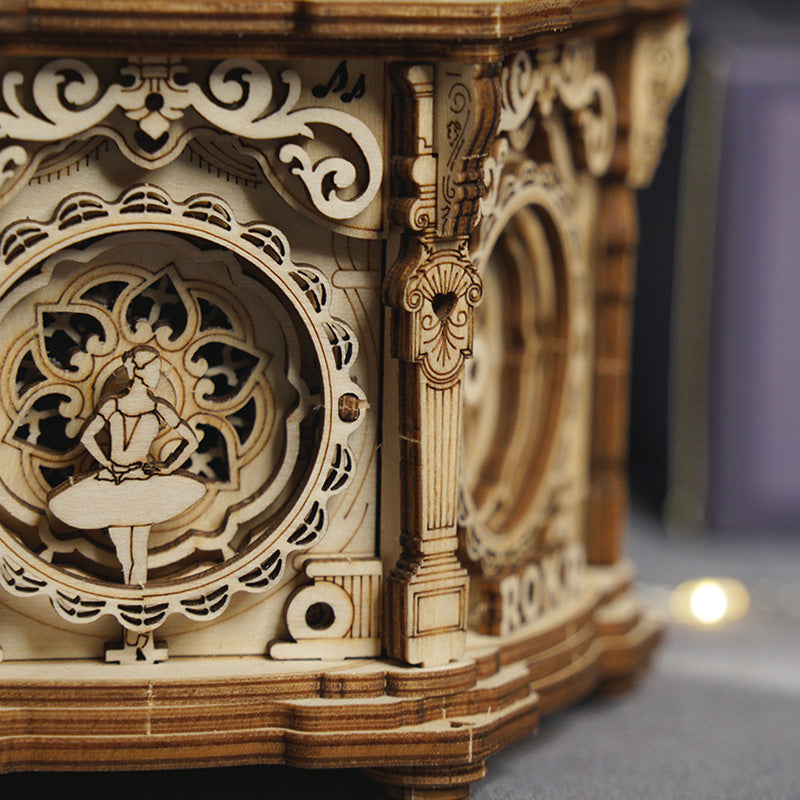 ROKR Secret Garden AMK52 carved side panel and circular mechanism close-up