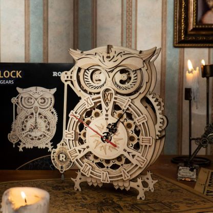 ROKR Owl Clock LK503 owl clock front view with product box