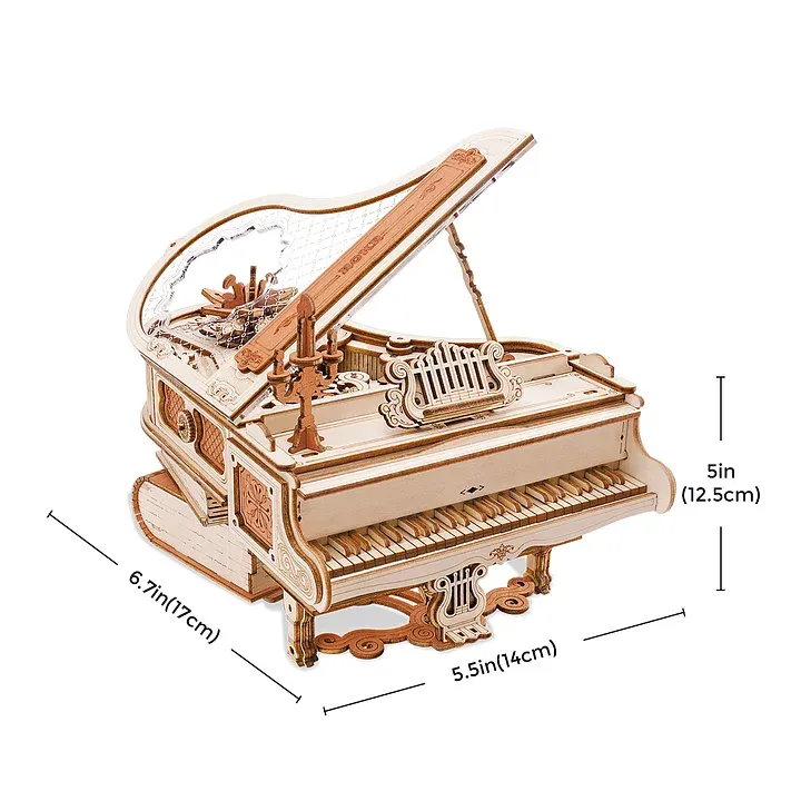 ROKR Magic Piano AMK81 size graphic with assembled dimensions