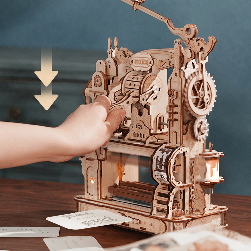 ROKR Classic Printing Press LK602 hand turning the press handle
