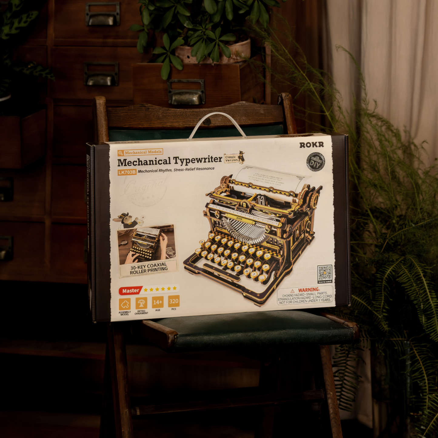 ROKR Mechanical Typewriter LK703B package box in gift scene