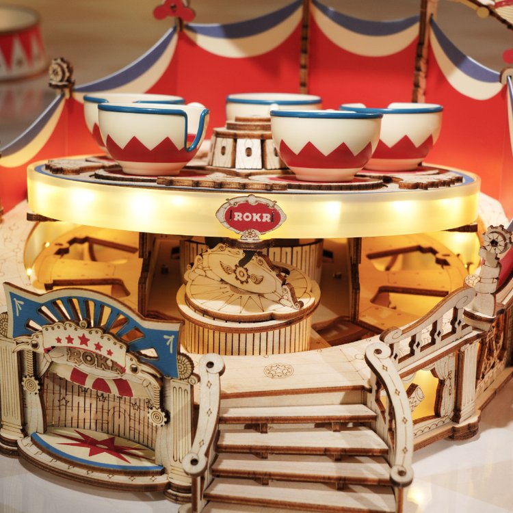 ROKR Tilt-A-Whirl EA04 lit ride base with mirrored panels
