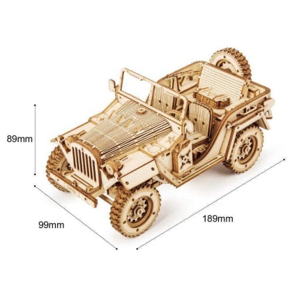 ROKR 1:18 Scale Model Army Jeep MC701 size graphic showing 189 mm length
