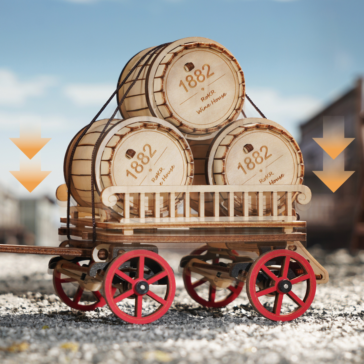 ROKR Steam Engine LKA01 barrel trailer wagon scene