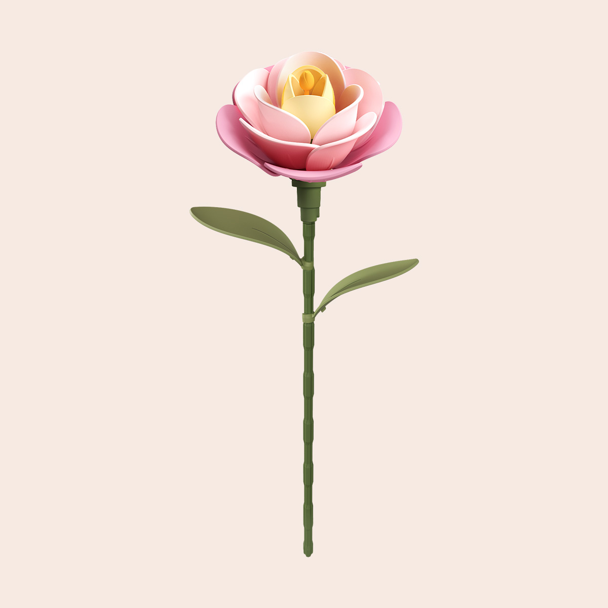 ROKR Art Floral Rose Verte fleur en bois unique sur fond pâle