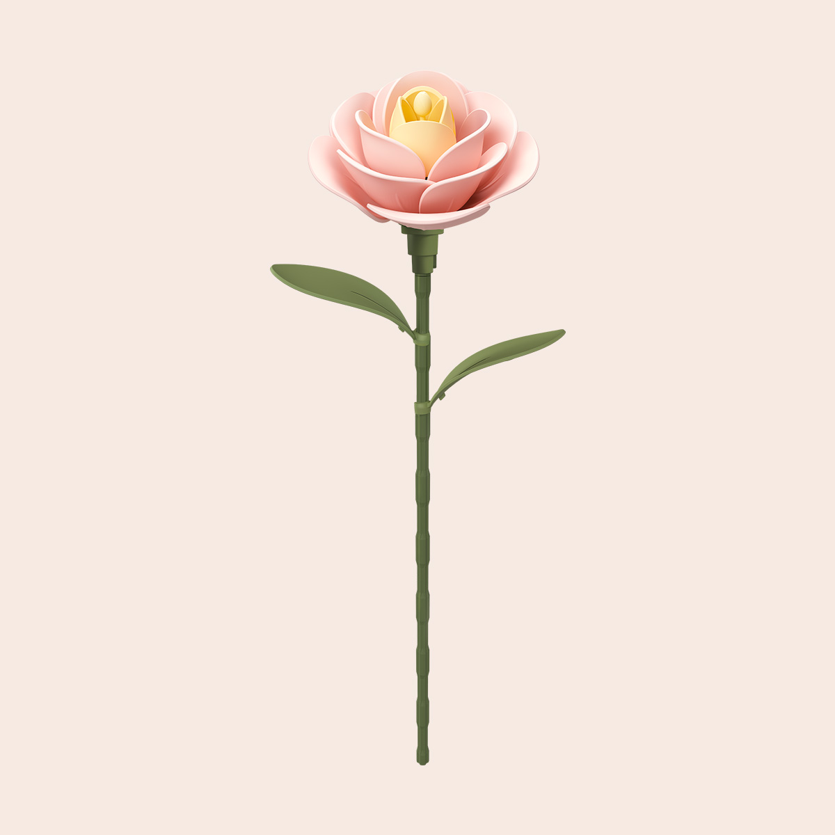 ROKR Art Floral Camélia Rose Clair Fleur en Bois Vue de Face