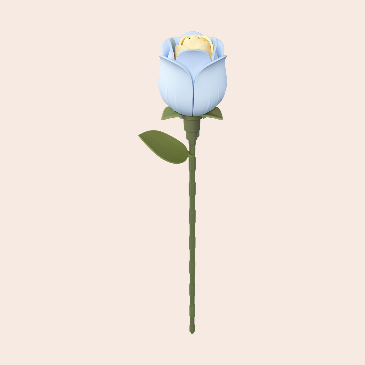 ROKR Art Floral Rose Bleue fleur en bois unique vue de face