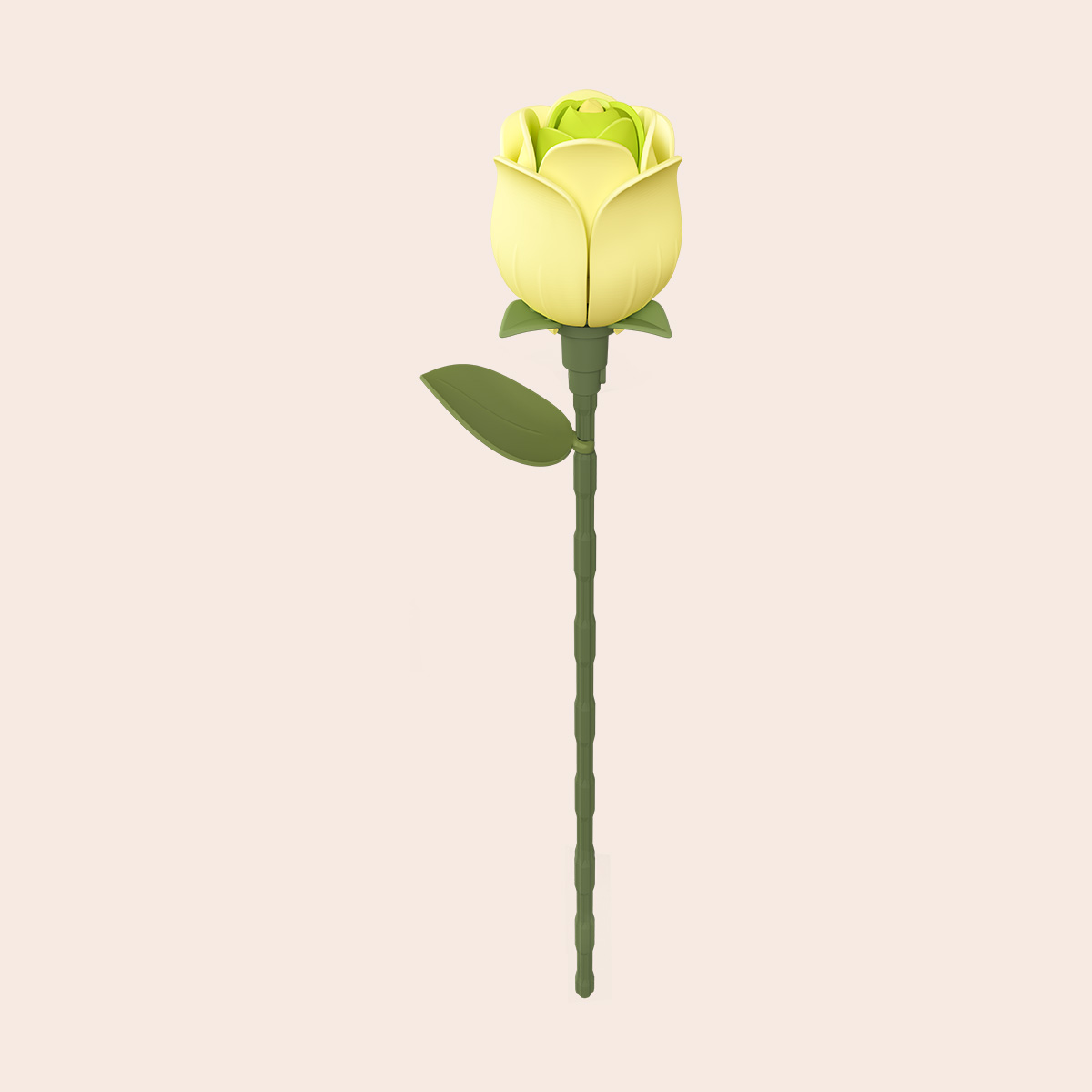 ROKR Art Floral Rose verte bouton fleur en bois vue de face