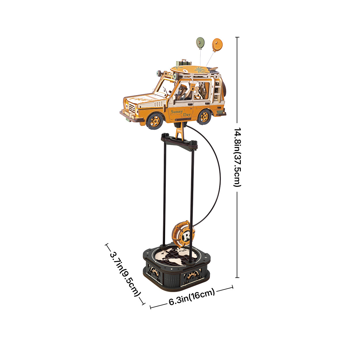 ROKR Road Tripper MCD03 size graphic showing desktop swinging vehicle ornament
