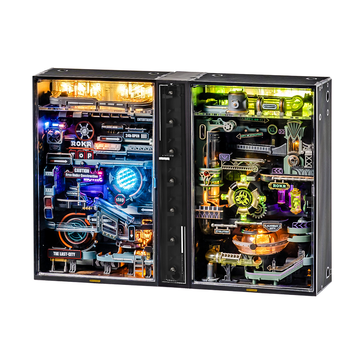 ROKR marble run MR02 and MR04 connected display modules