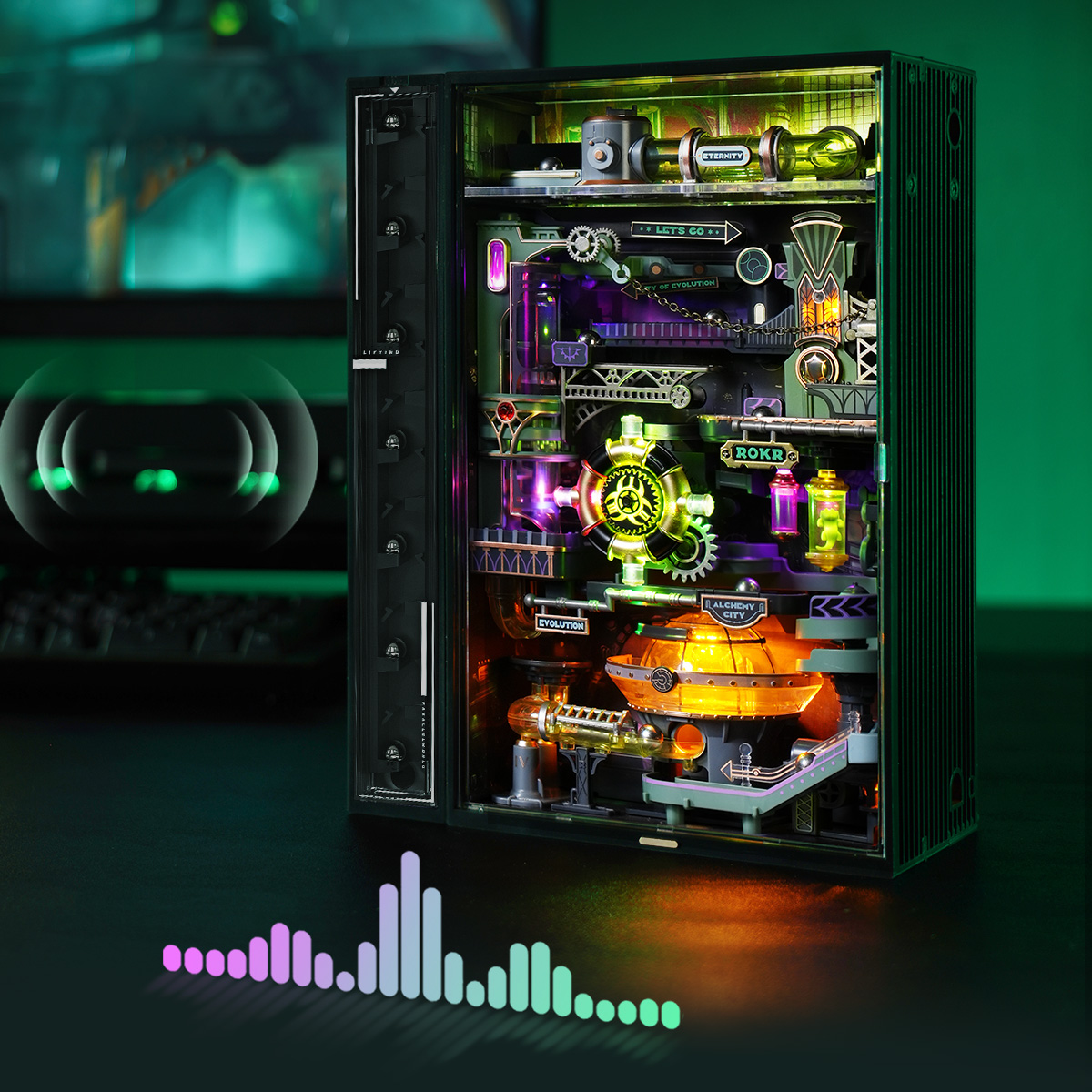 Alchemy City MR04S product information with 247 pieces, 180x77x231mm assembled size, and 285x240x108mm package