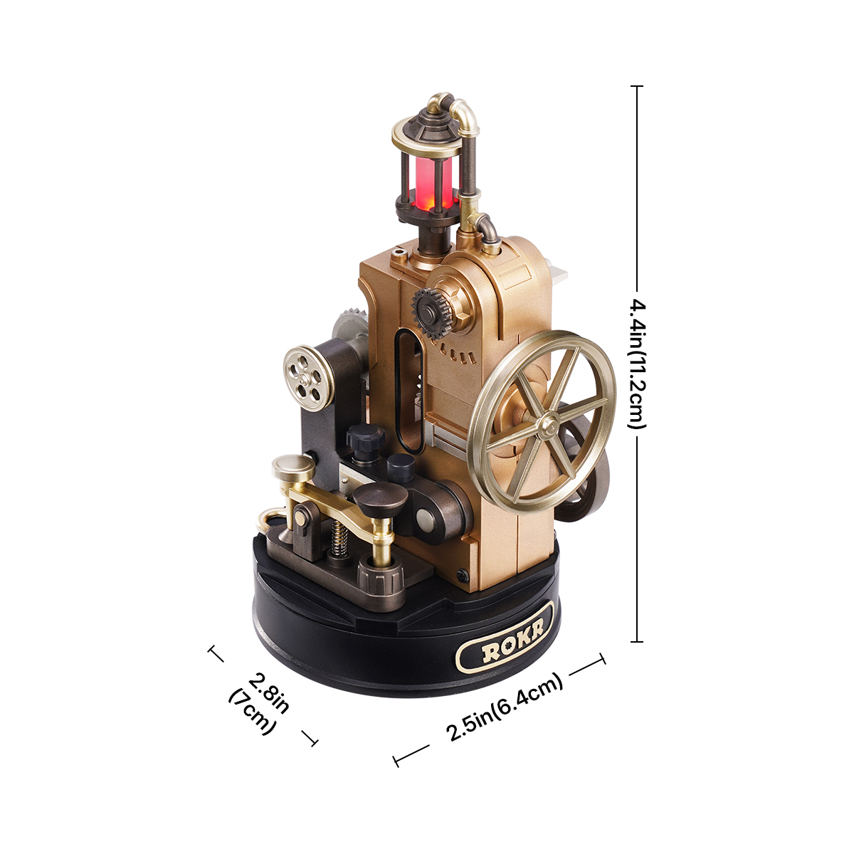 Morse Telegraph CGM02 size graphic showing 11.2cm height, 6.4cm width, and 7cm depth