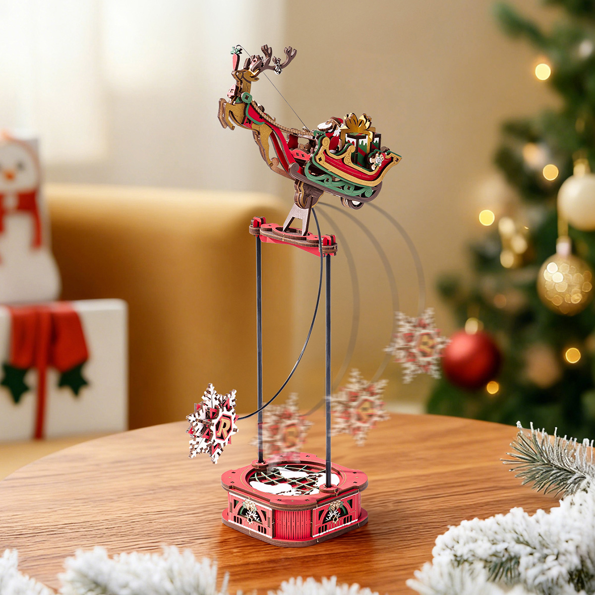 ROKR Santa on Sleigh MCD05 pendulum balance toy in Christmas scene