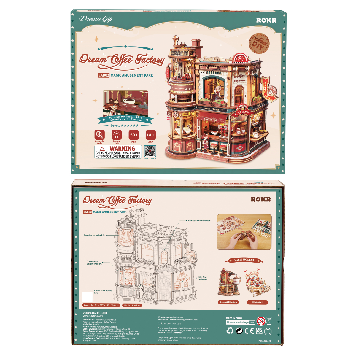 Dream Coffee Factory package front and back with model information