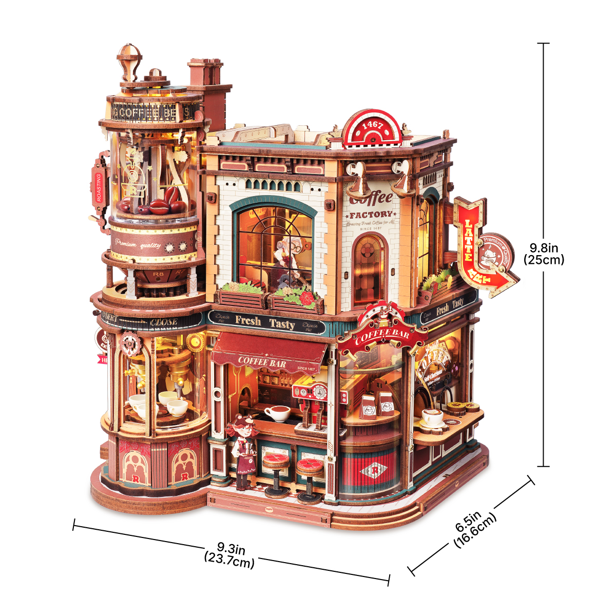 Dream Coffee Factory EAB02 size graphic showing 22.5cm width, 16.3cm depth, and 26cm height