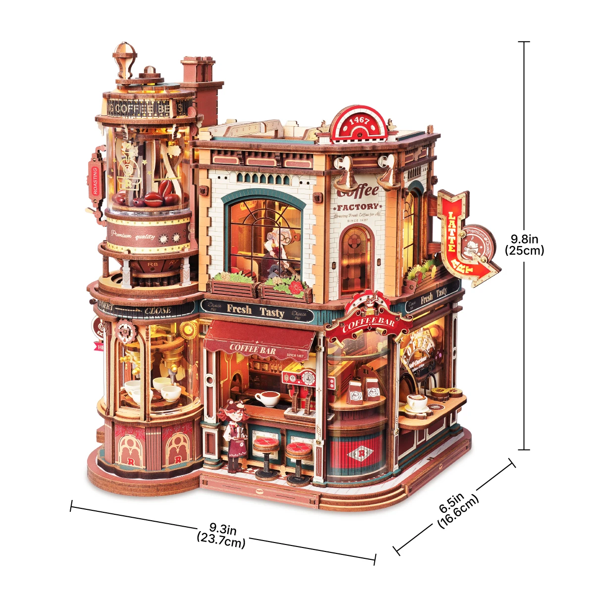 Dream Coffee Factory EAB02 size graphic showing 22.5cm width, 16.3cm depth, and 26cm height