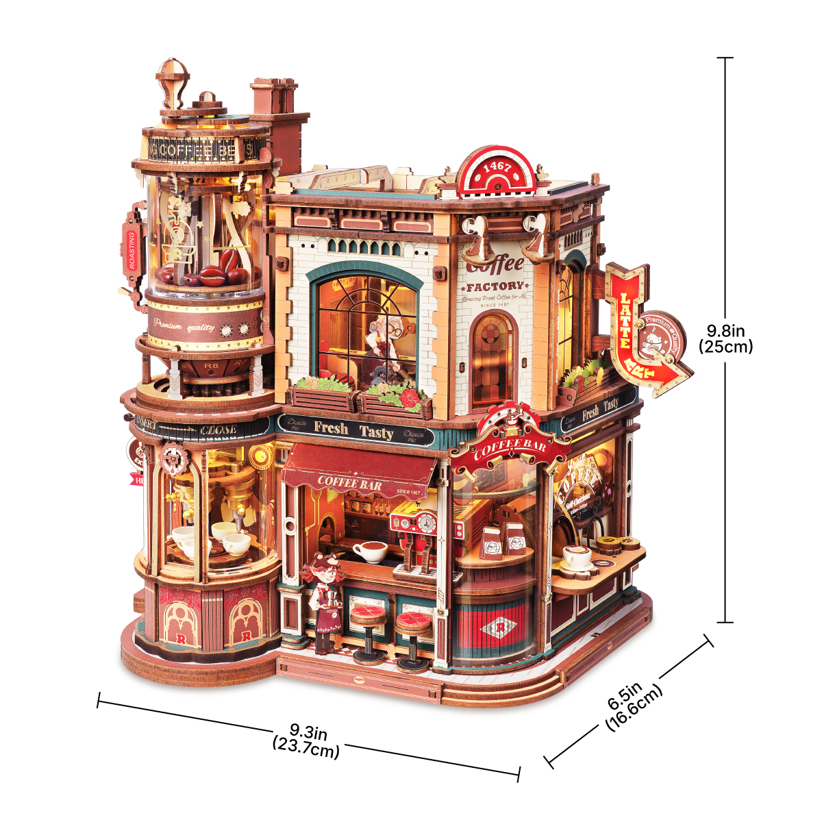Dream Coffee Factory EAB02 size graphic showing 22.5cm width, 16.3cm depth, and 26cm height