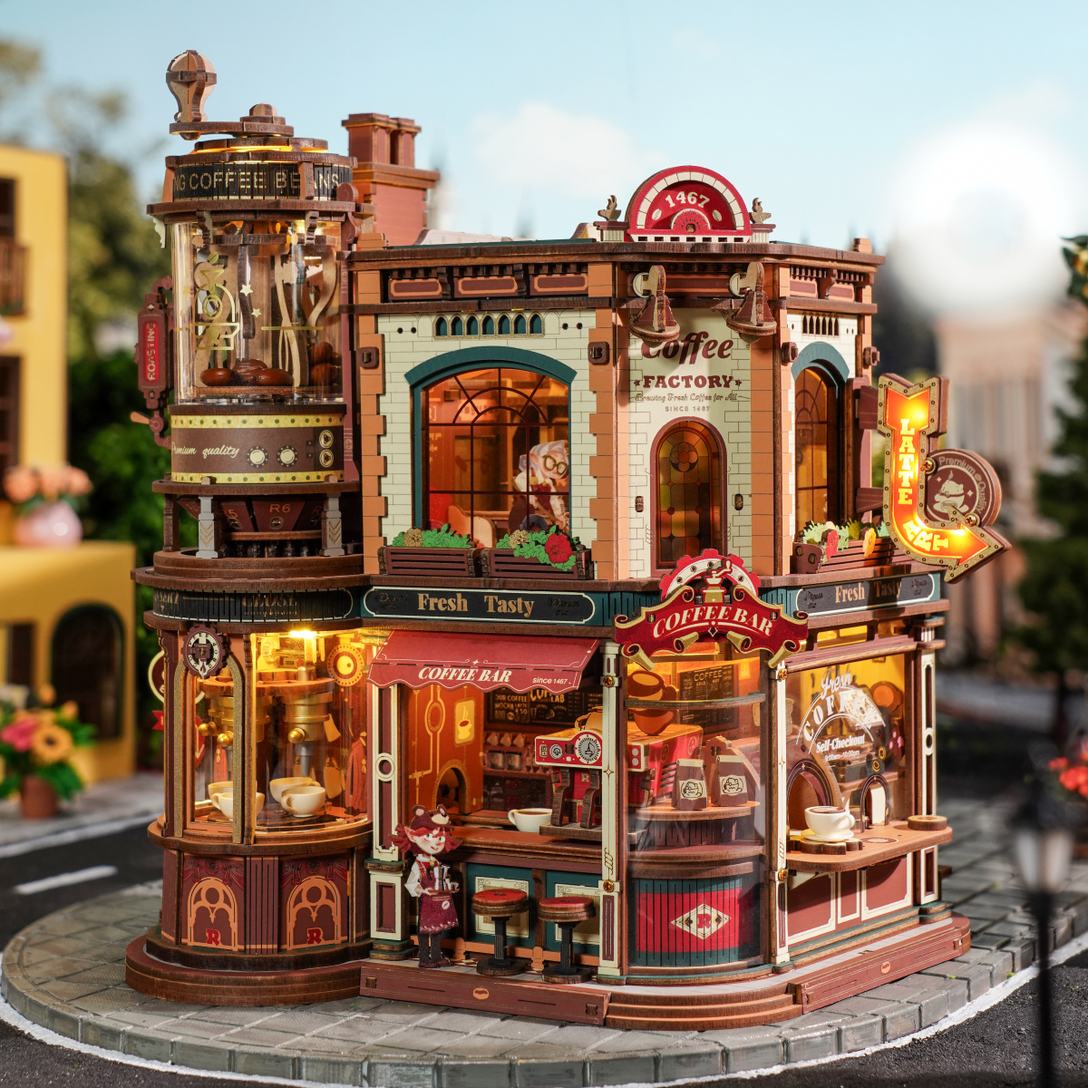 ROKR Dream Coffee Factory EAB02 completed wooden music box model