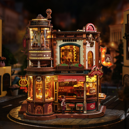 ROKR Dream Coffee Factory EAB02 illuminated coffee shop front view