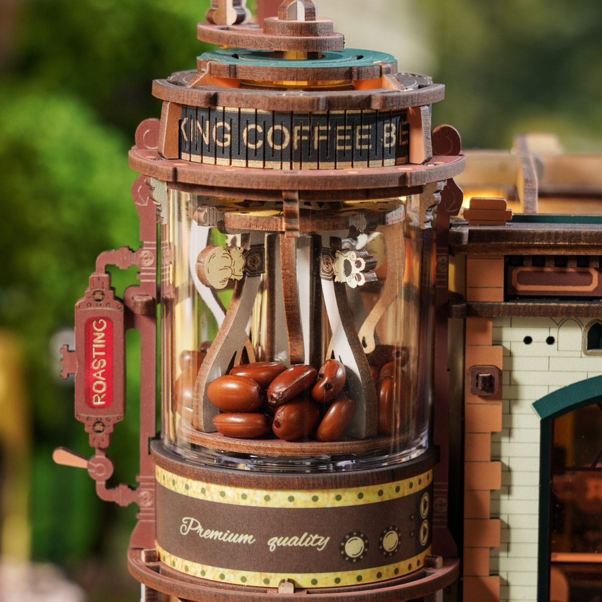 Dream Coffee Factory coffee bean roasting cylinder close-up