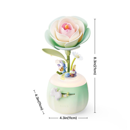 Minty Camellia Lamp size graphic showing 13.1cm height and 10.2cm width