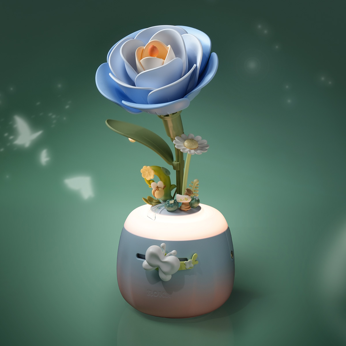 ROKR Starry Camellia Lamp AF01S blauwe bloem nachtlampje gloeiend in donkere scène