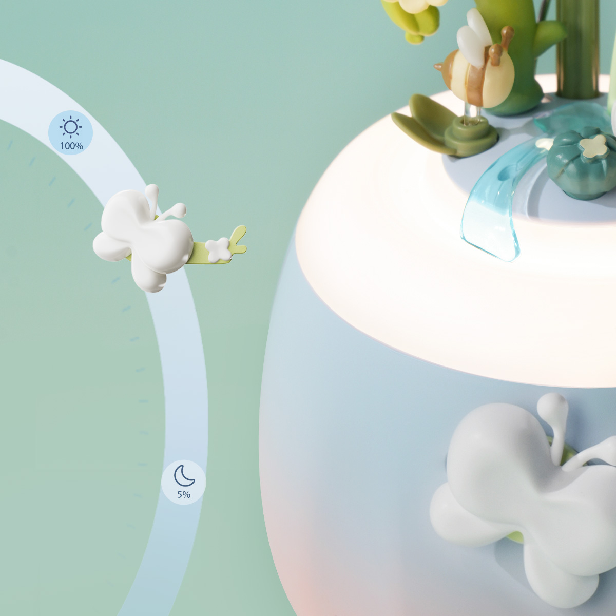 Sterrenachtige Camellia Lamp voet close-up met vogel- en bladdetails