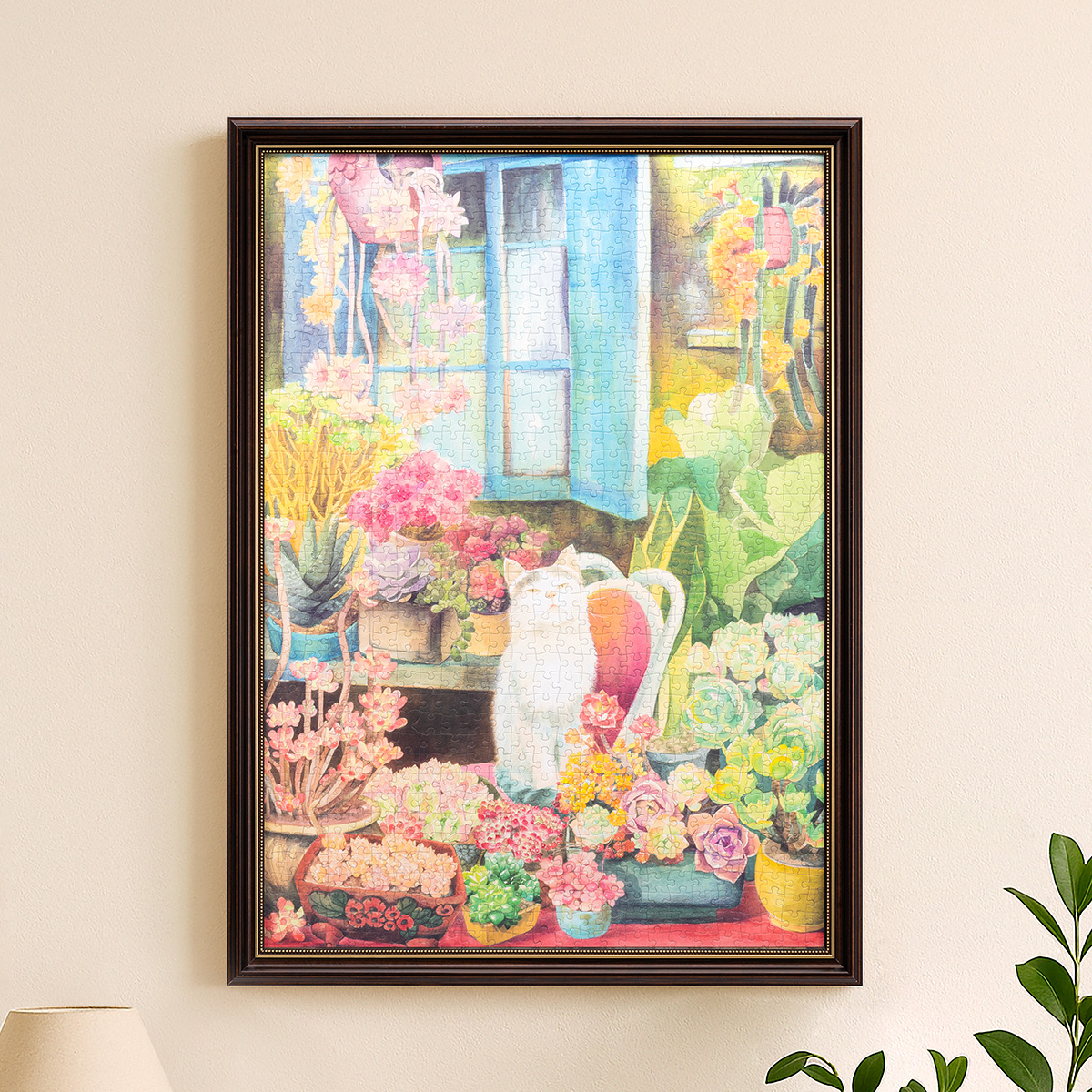 Rowood Cat's Plant Yard PT012 framed 1000 piece jigsaw puzzle wall art