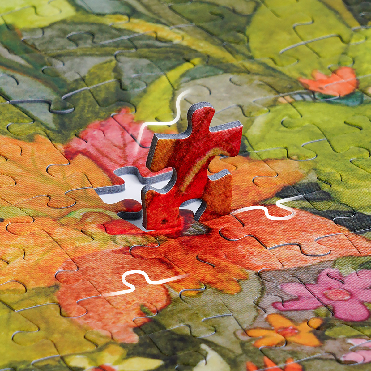 Cat's Plant Yard puzzle piece close-up on colorful artwork