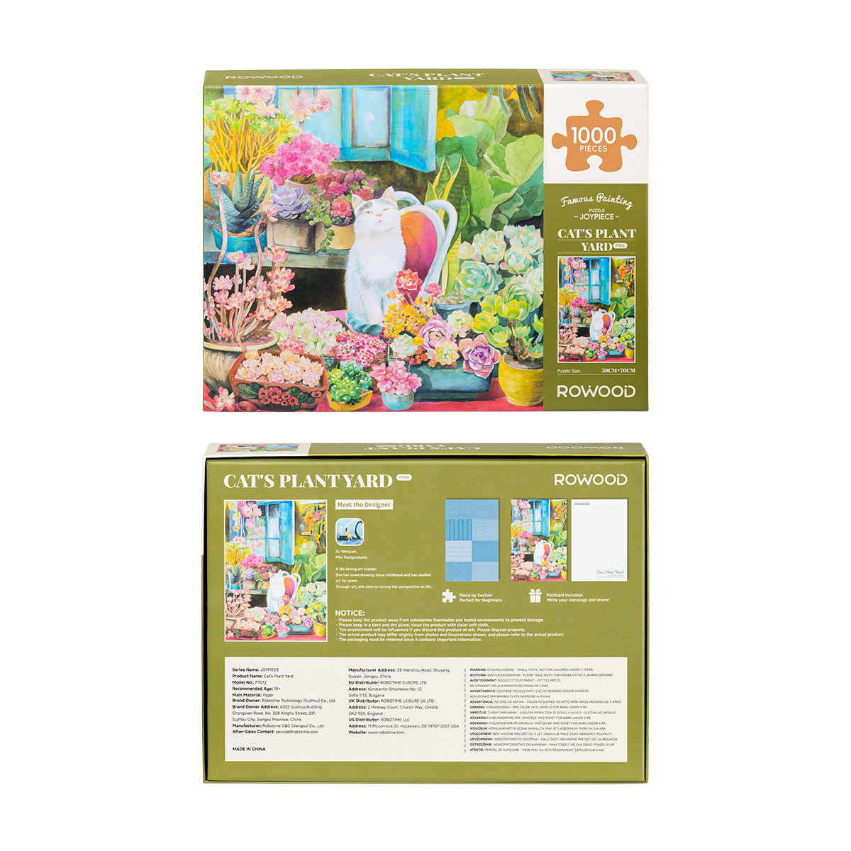 Cat's Plant Yard package front and back with 1000 piece puzzle information