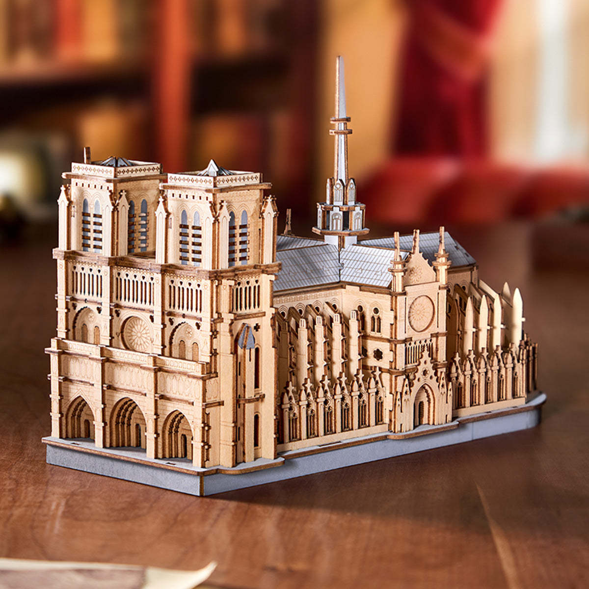 Paris Cathedral TG511 completed model in warm tabletop scene