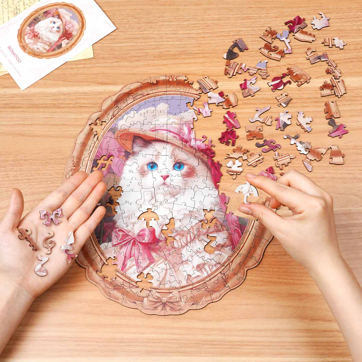 Rowood Springtime Kitty Portrait Wooden Jigsaw Puzzle