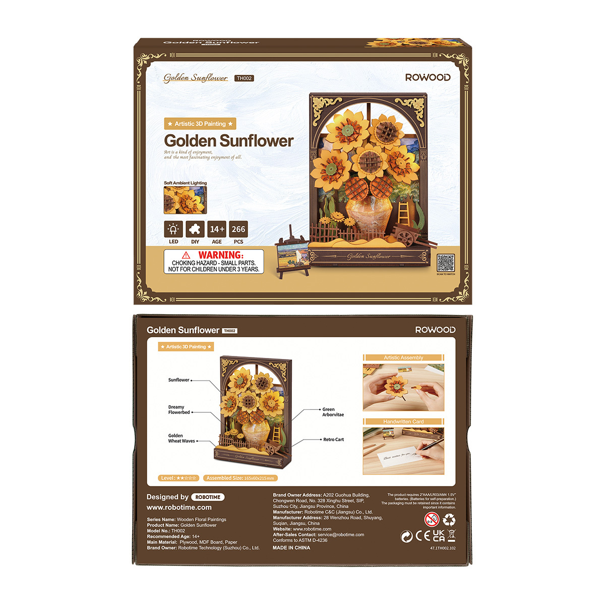 Rowood Golden Sunflower TH002 package front and back with product details