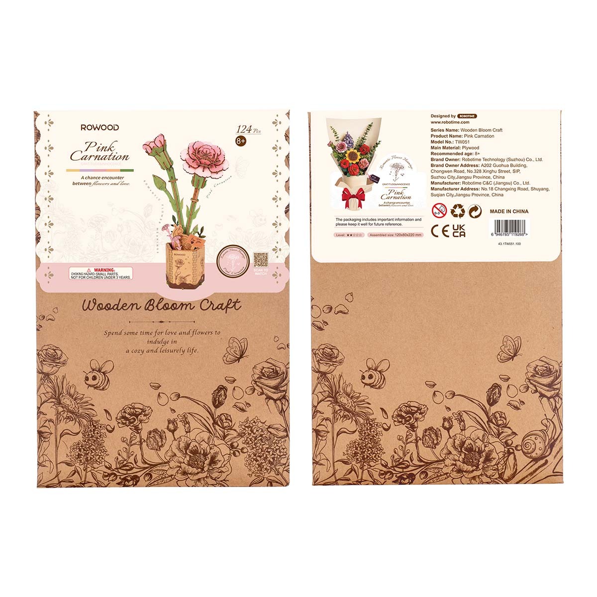 Rowood Pink Carnation TW051 package front and back with product information