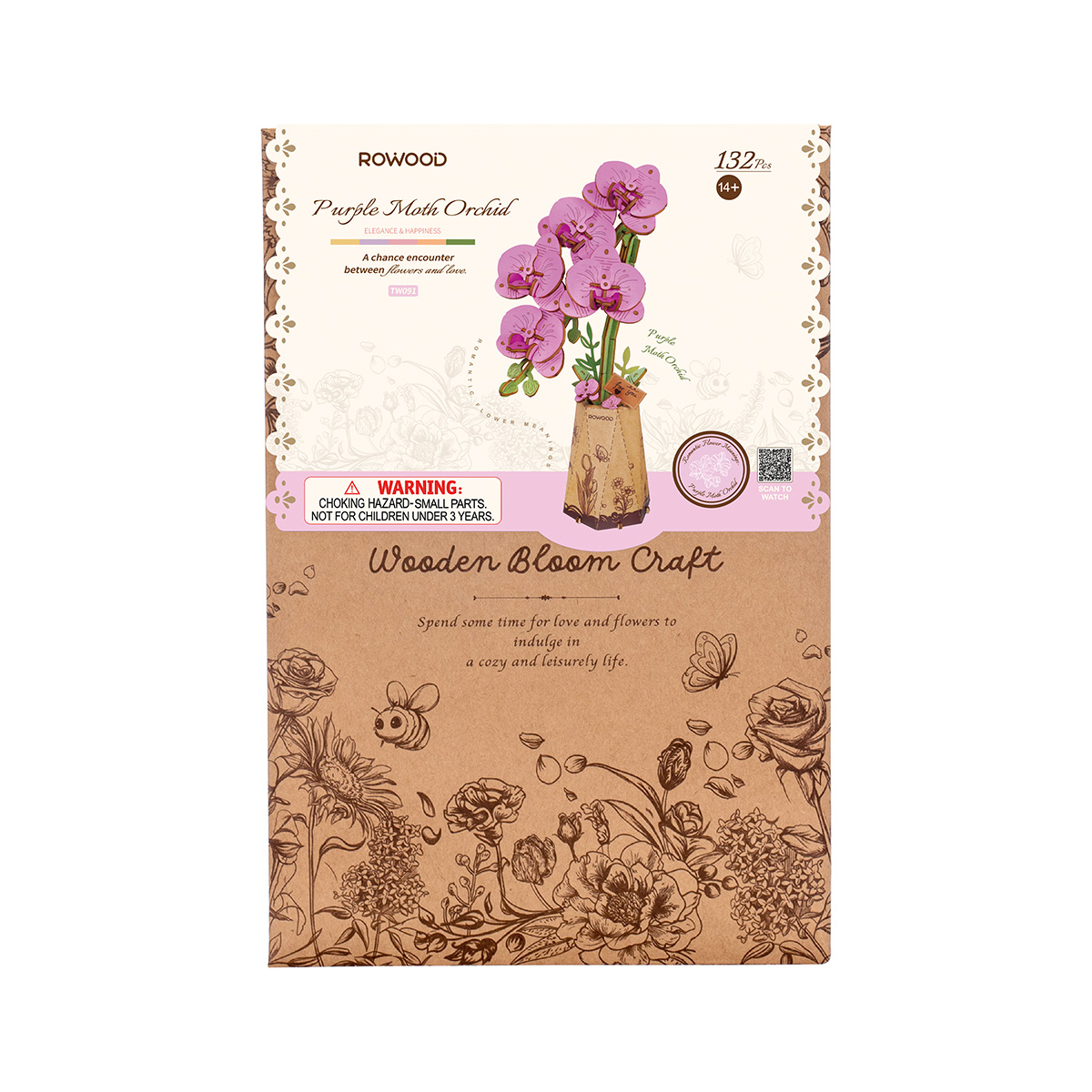 Rowood DIY Houten Bloem Paarse Mot Orchidee TW091