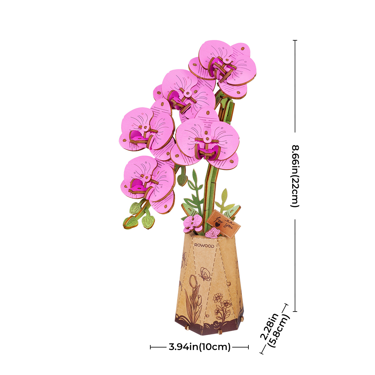 Rowood DIY Wooden Flower Purple Moth Orchid TW091