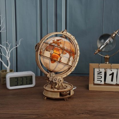 ROKR Luminous Globe ST003 globe displayed on desk with calendar