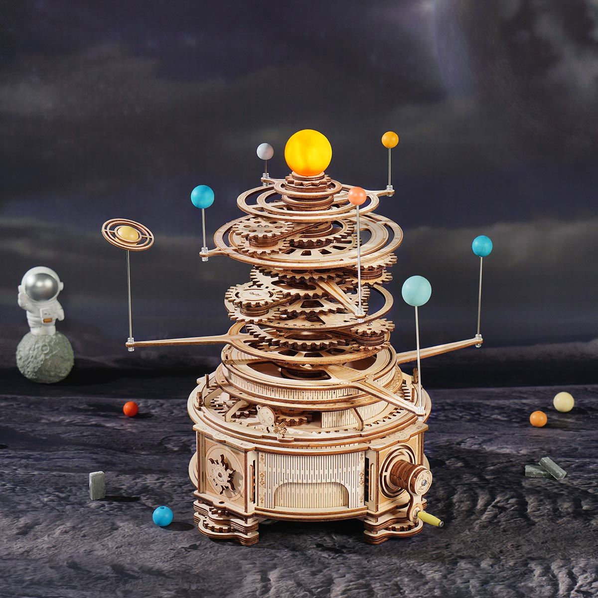ROKR Mechanische Orrery ST001 houten planetenmodel met baan sferen