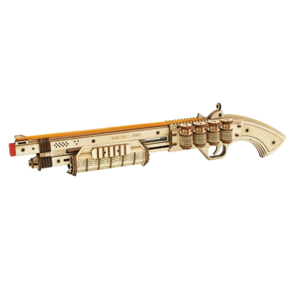 ROKR Terminator M870 LQ501 wooden gun model on white background