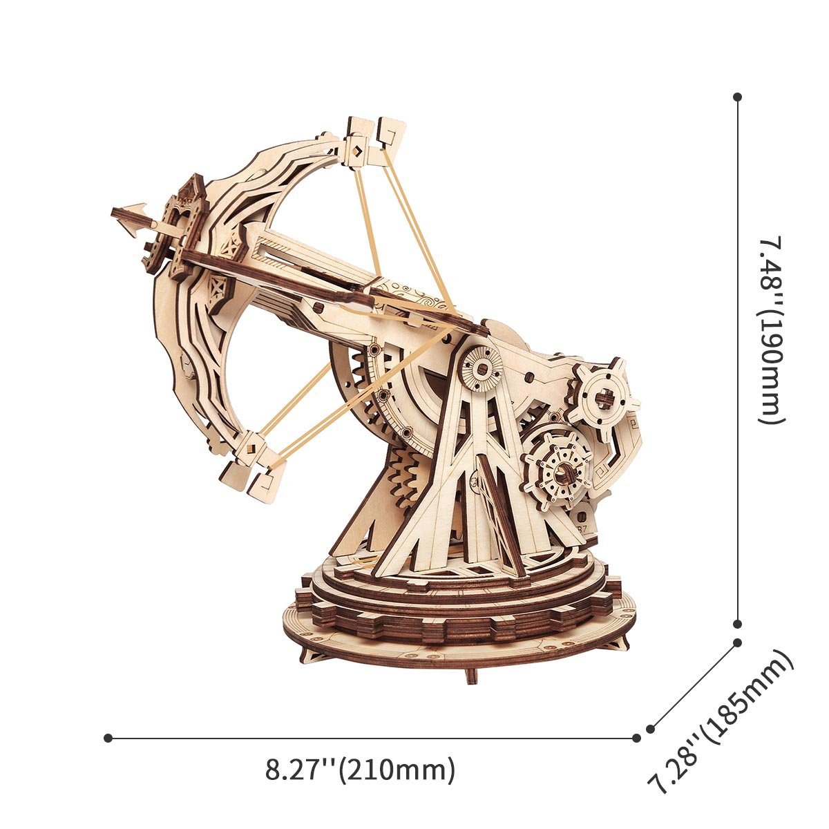 ROKR Siege Heavy Ballista KW401 size graphic showing 210 mm length and 190 mm height