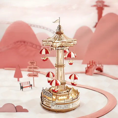 ROKR Parachute Tower EA01 wooden music box model display