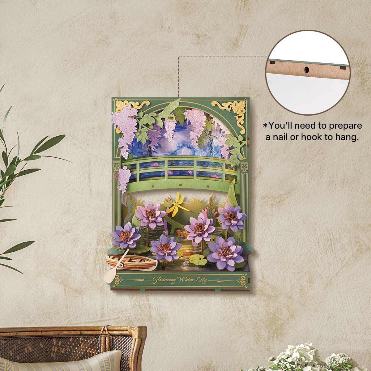 Rowood Glittering Water Lily TH001 affichage mural avec rappel de crochet