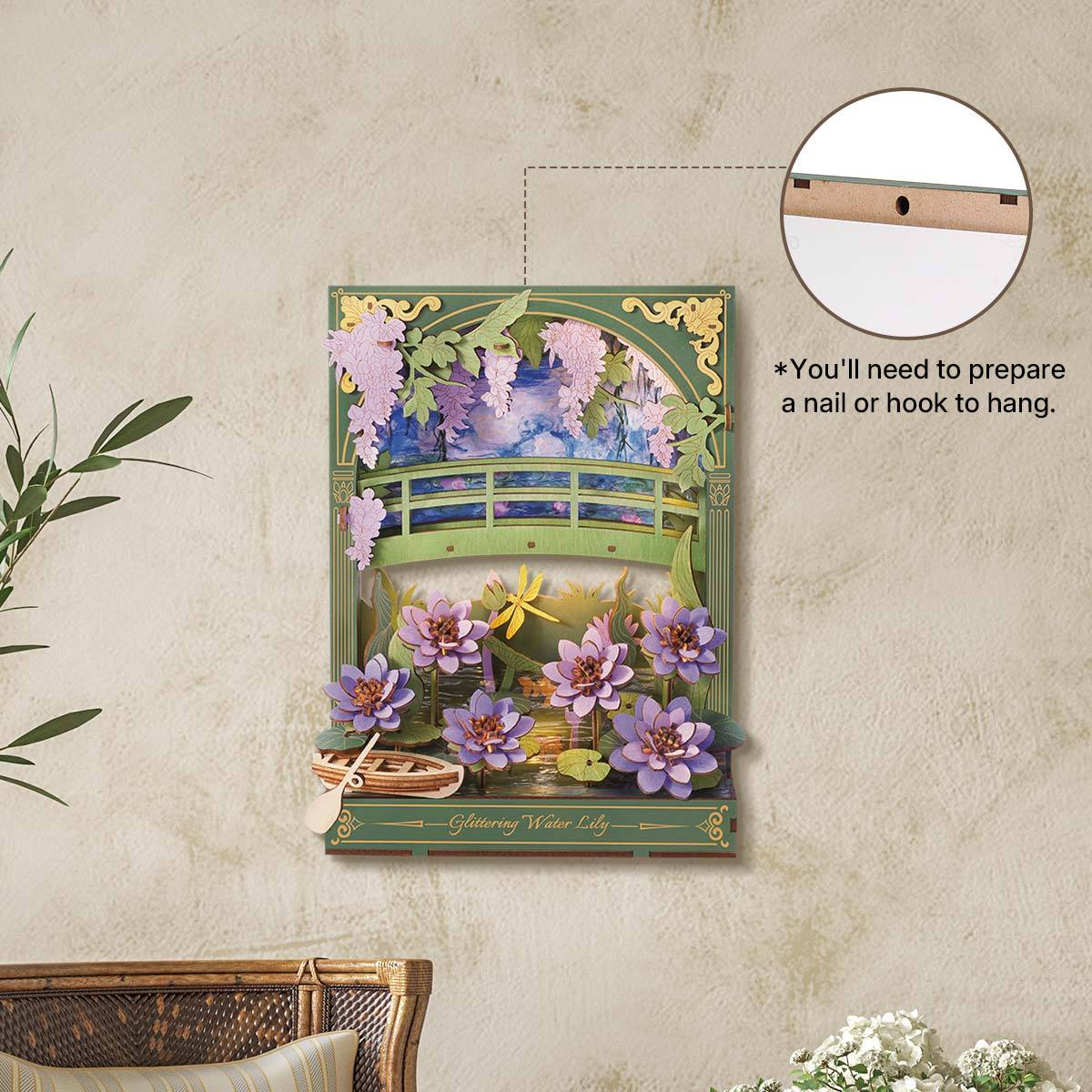 Rowood Glittering Water Lily TH001 affichage mural avec rappel de crochet