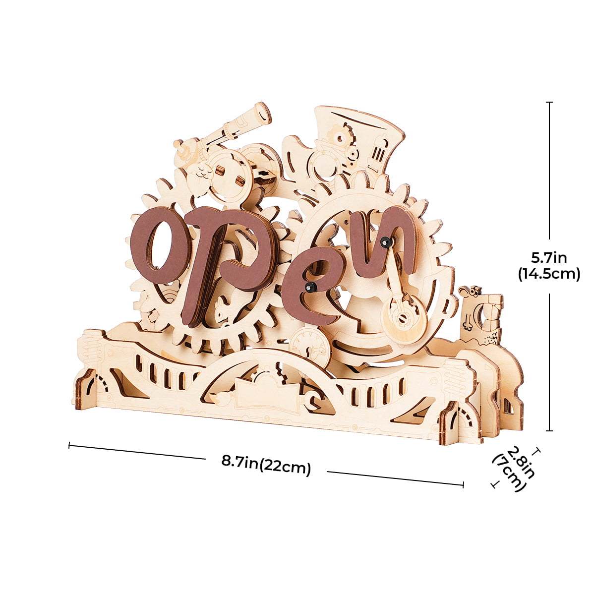 ROKR Open Closed Sign LK506 size graphic with assembled dimensions