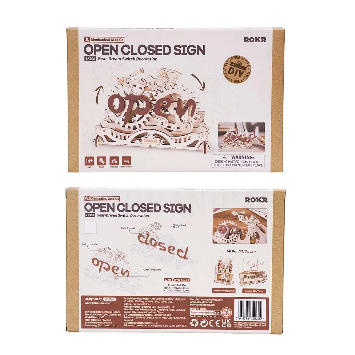ROKR Open Gesloten Bord LK506 productverpakking doos