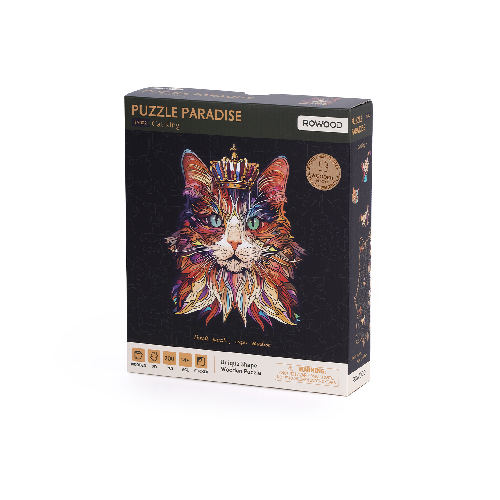 Rowood Cat King puzzle package box with completed cat artwork