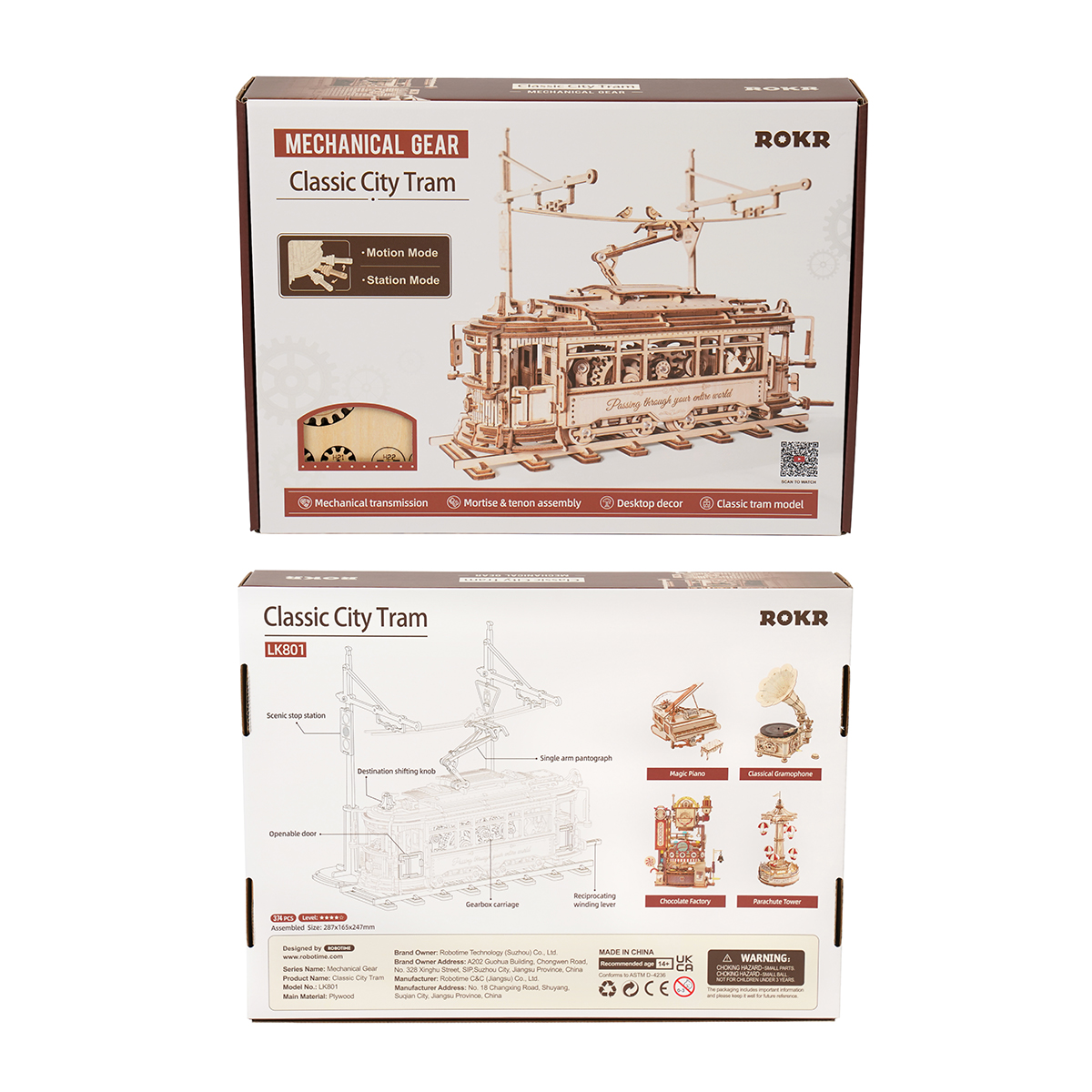 ROKR Classic City Tram LK801 packaging box and instructions