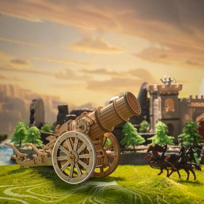 ROKR Wheeled Siege Artillery KW801 wooden cannon on battlefield scene